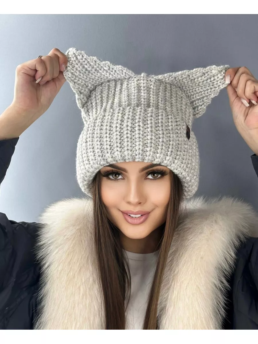 Связать шапку с ушками