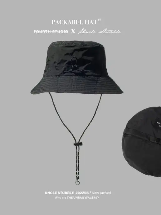 Packable Hat Панама водонепроницаемая черная с широкими полями