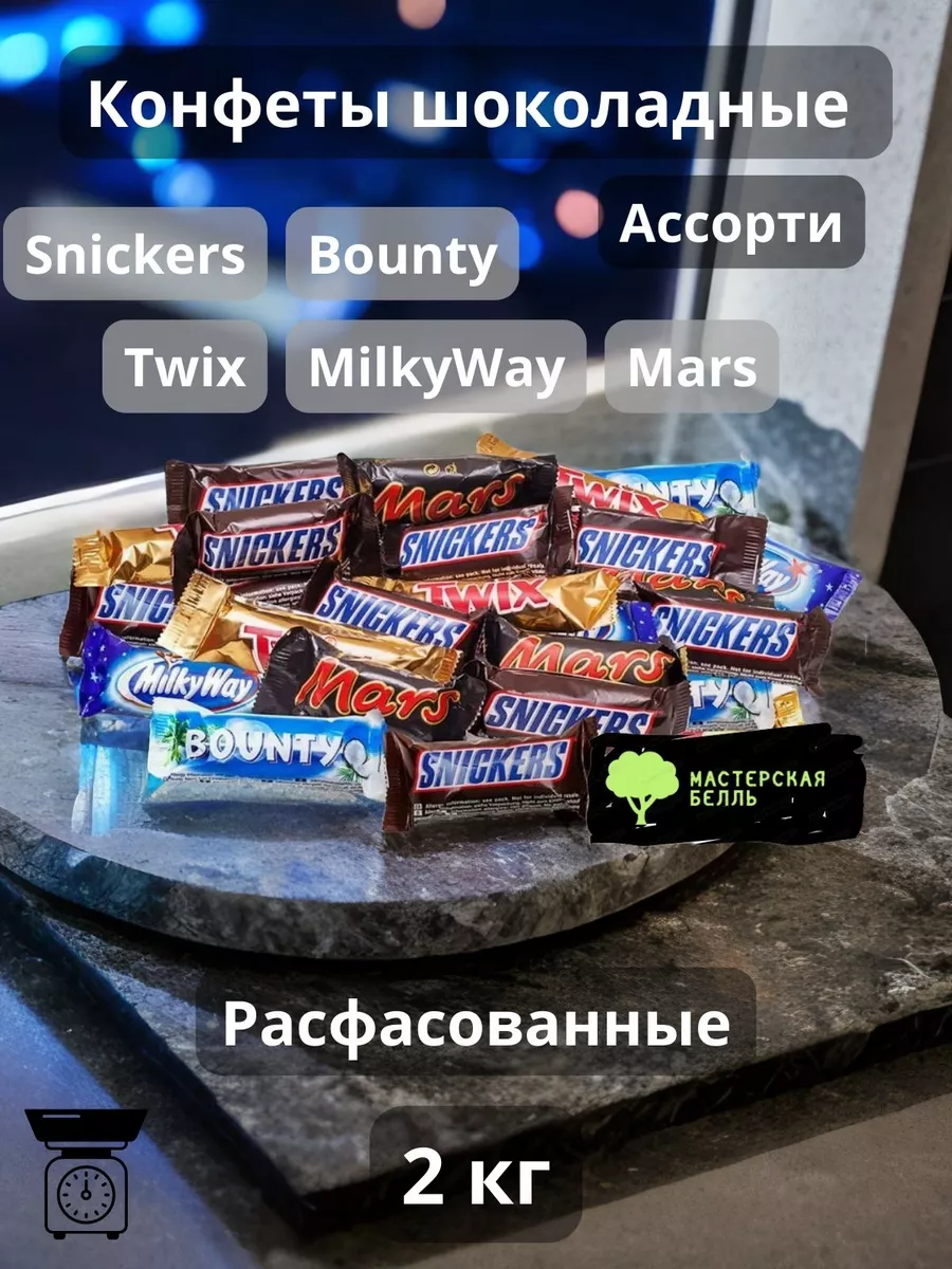 Mars Конфеты шоколадные Snickers Bounty Twix Mars MillkyWay 2кг