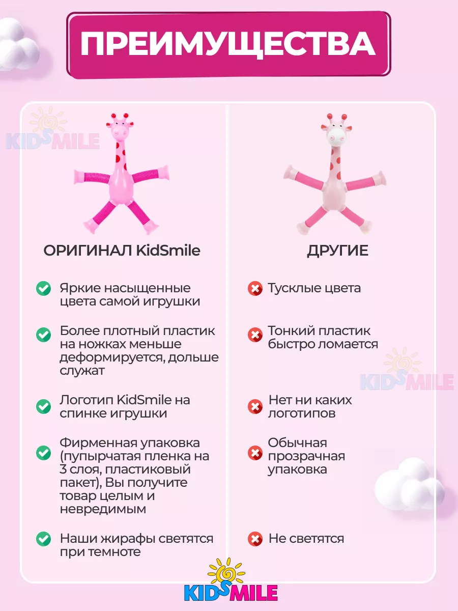 Игрушка антистресс жираф 2 шт. KidSmile 165710183 купить за 418 ₽ в  интернет-магазине Wildberries