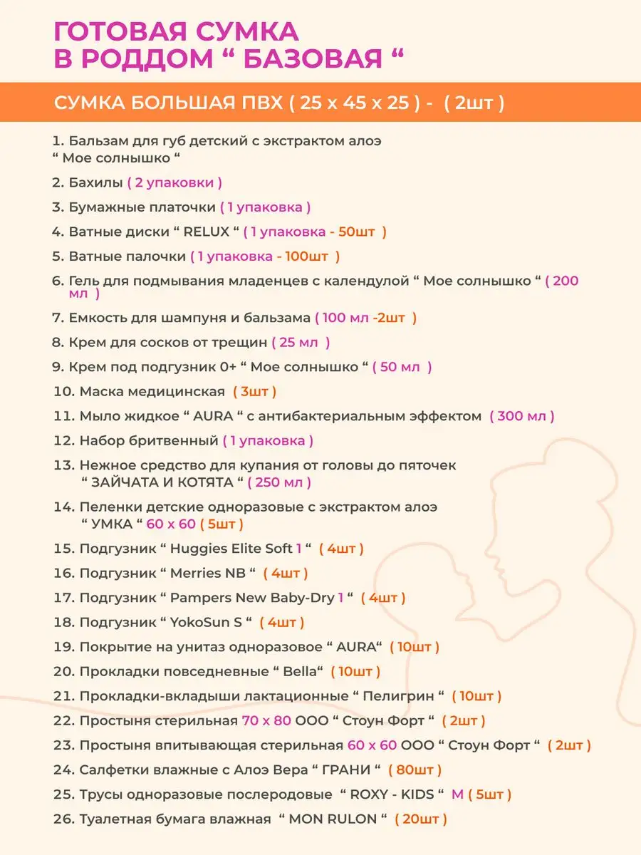 Сумка в роддом готовая Готовая сумка в роддом 165744545 купить в  интернет-магазине Wildberries