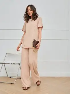 Костюм лапша со штанами Loungewear ZEFIRKA 165745201 купить за 779 ₽ в интернет-магазине Wildberries