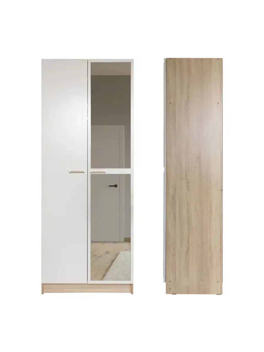 Evie matt & high gloss deals white oak effect double wardrobe