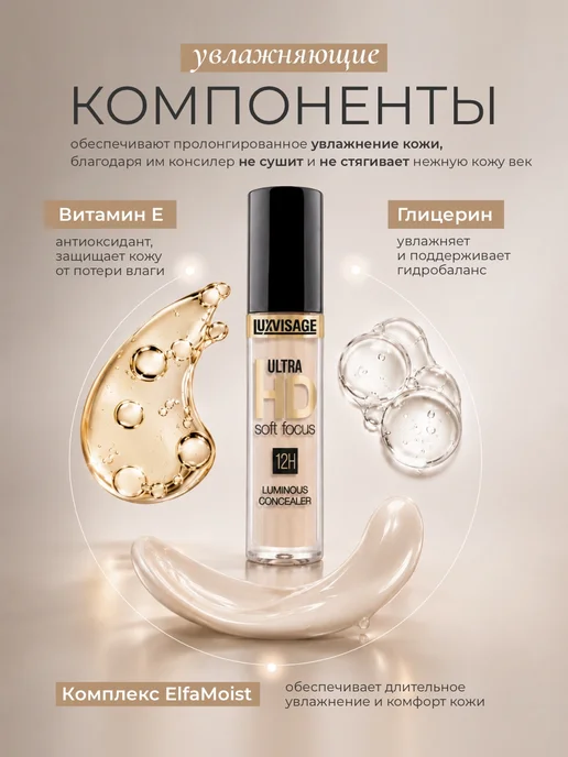 LUXVISAGE Консилер для лица светоотражающий ULTRA HD soft focus 12H, вариант, фото 6