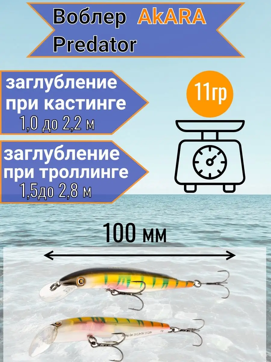 Воблер рыболовный плавающий на щуку Akara 165818752 купить в  интернет-магазине Wildberries