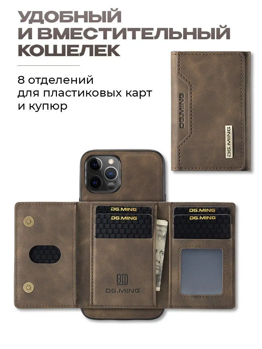 Чехол для IPhone 14 Pro магнитный кожаный + кошелек BAG_store 165841163  купить за 1 122 ₽ в интернет-магазине Wildberries