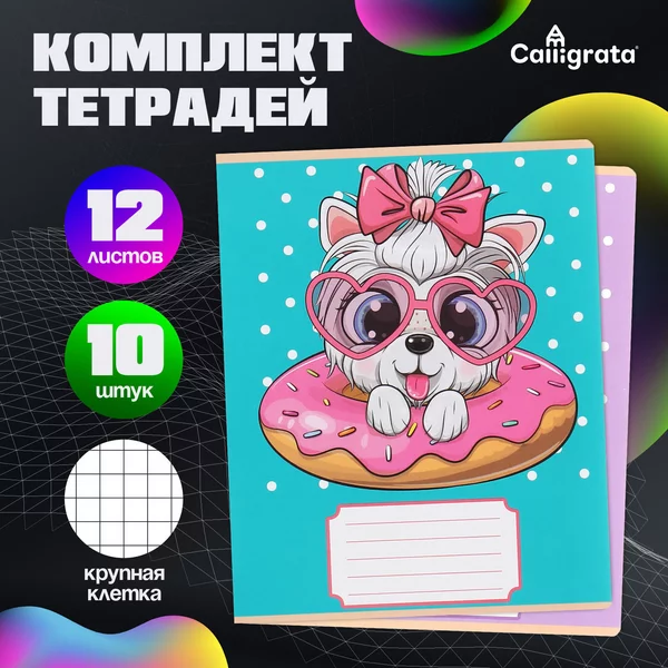 Комплект тетрадей, 12 листов, 10 штук