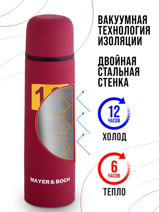 Термос 1 литр для чая металлический с кружкой - фото 14