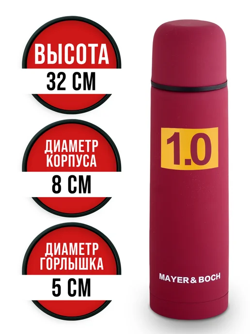 Термос 1 литр для чая металлический с кружкой - фото 3