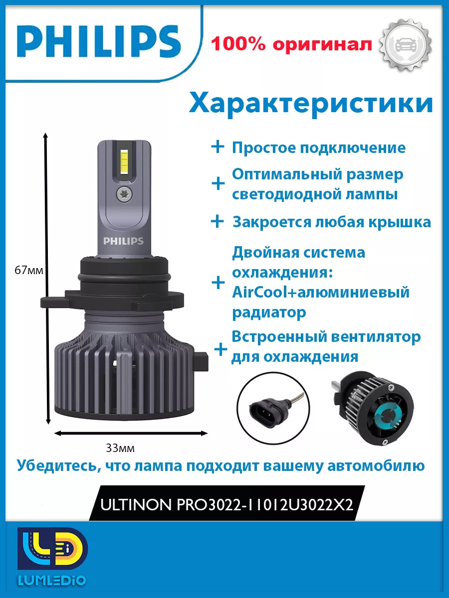 Лед лампы hir2 для авто 20W 6000K 2шт 11012U3022X2 Philips 165940254 купить  за 7 990 ₽ в интернет-магазине Wildberries