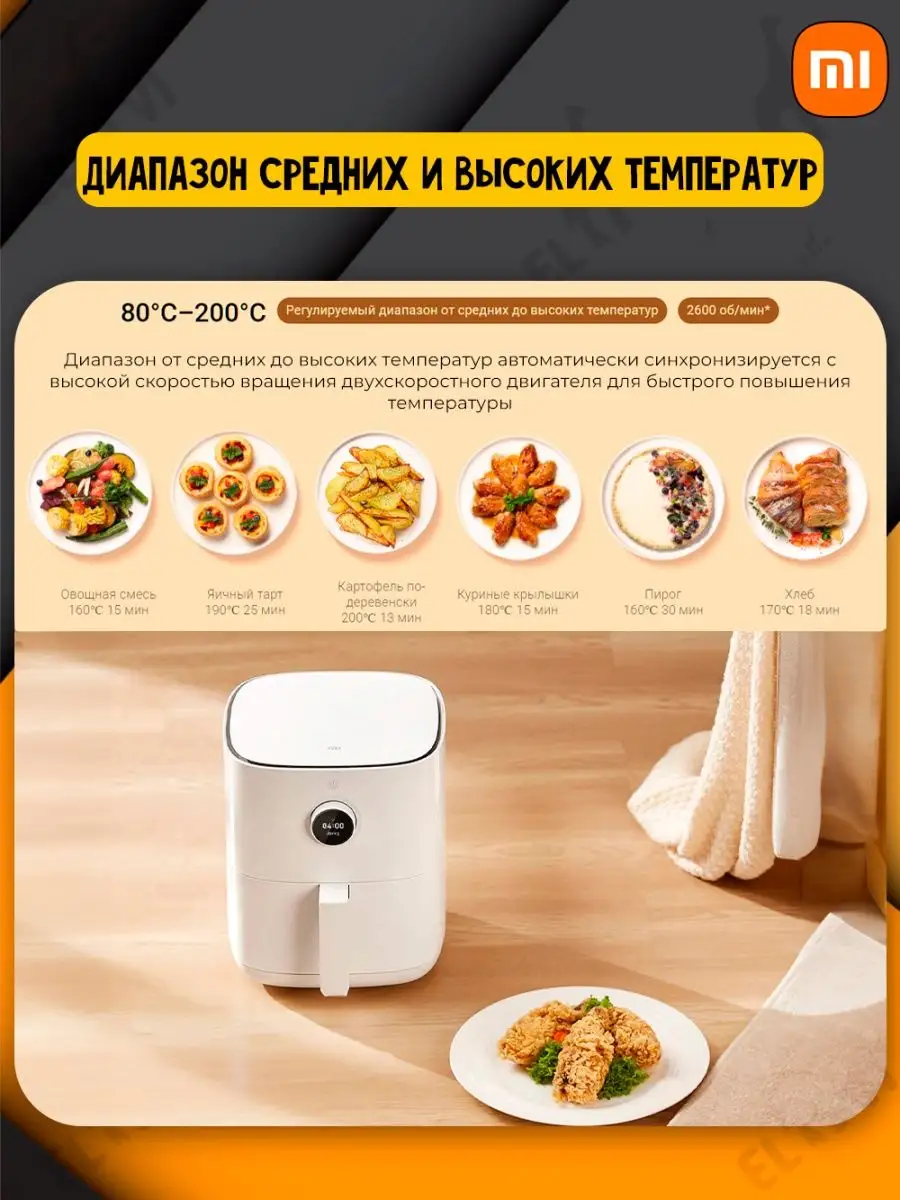 Аэрогриль Xiaomi Mi Smart Air Fryer 3.5L Xiaomi 165941236 купить за 9 718 ₽  в интернет-магазине Wildberries