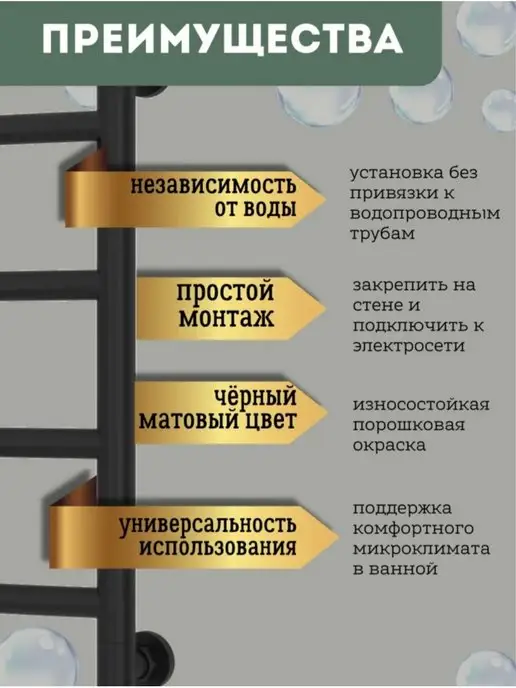 Арго полотенцесушители Полотенцесушитель электрический, 50-50 чёрный, черный, фото 2