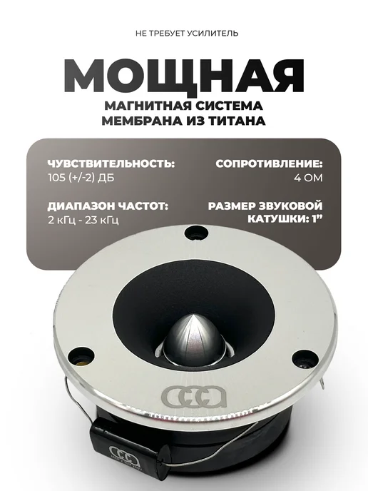CrystalCarAudio Рупора автомобильные Crystal TW 02 твитеры, серый, фото 2