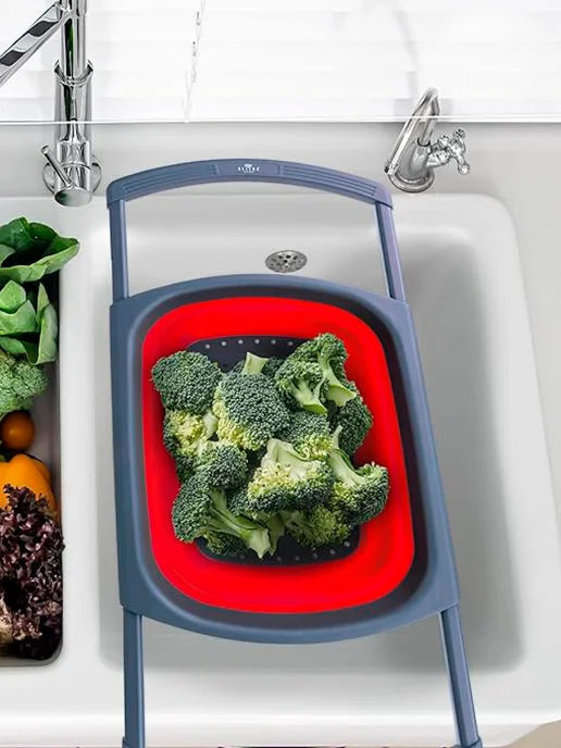 Дуршлаг складной на раковину с выдвижными ручками - фото 6