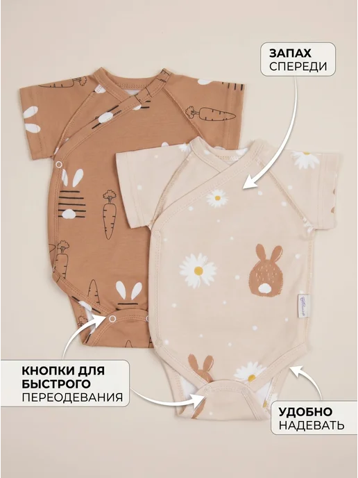 Вернисаж Боди для новорожденных с коротким рукавом на кнопках, вариант, фото 4