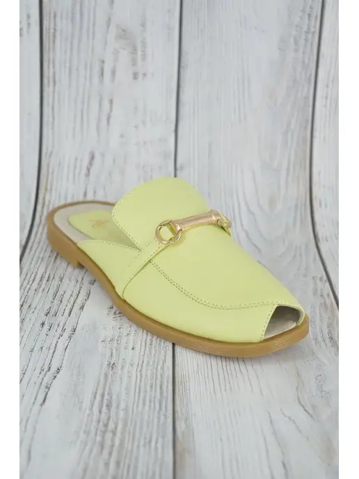 ABI-SHOES Мюли черные из натуральной кожи сандалии низкие, желтый, фото 2