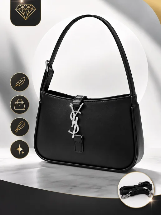 Saint Laurent Сумка кросс-боди Yves, черный, фото 2