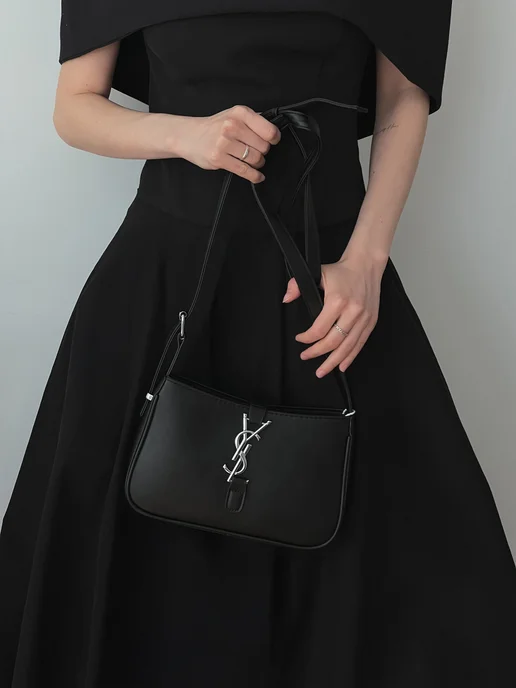 Saint Laurent Сумка кросс-боди Yves, черный, фото 6