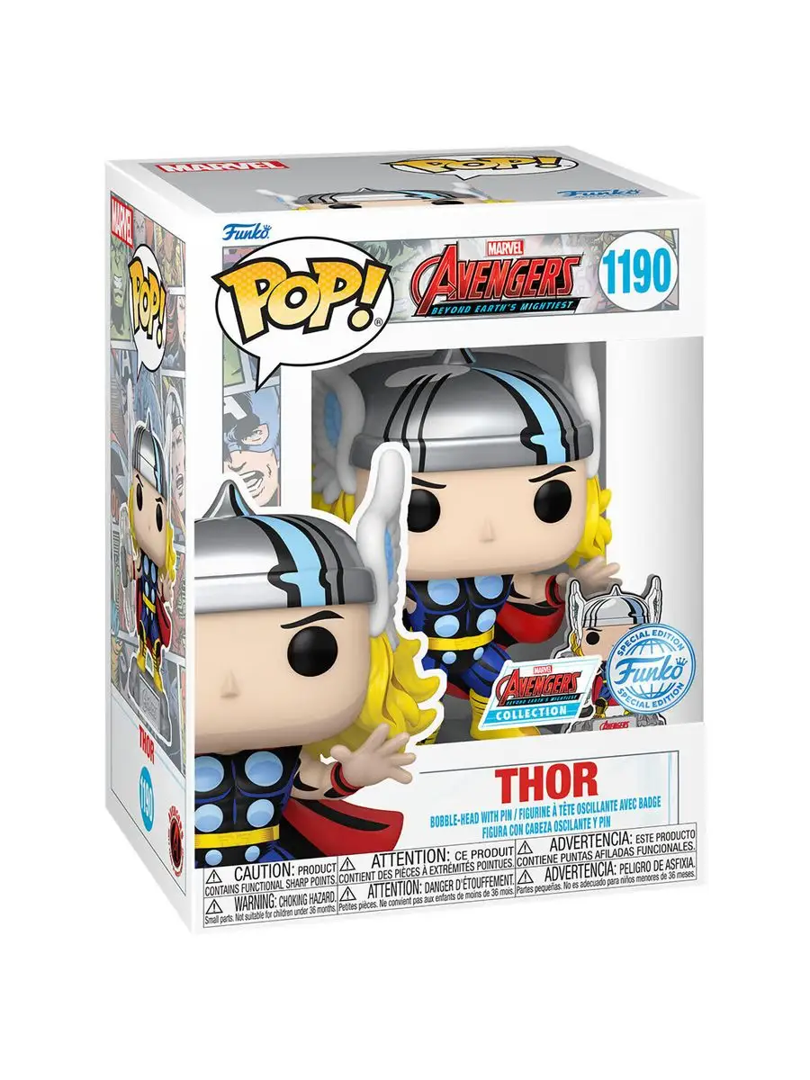 Фигурка Bobble Marvel Avengers 60th Comic Thor Pin Exc №1190 Funko  166201152 купить в интернет-магазине Wildberries