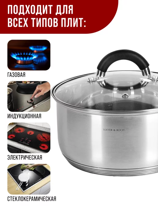 Набор посуды кастрюли сковорода ковш с крышками 5 шт - фото 6