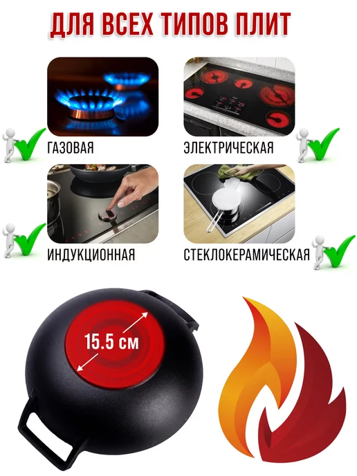 Казан чугунный с крышкой 6 л - фото 5