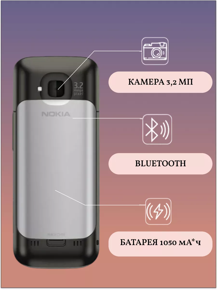 C5-00i 5MP Мобильный кнопочный телефон Nokia 166298921 купить за 6 100 ₽ в  интернет-магазине Wildberries