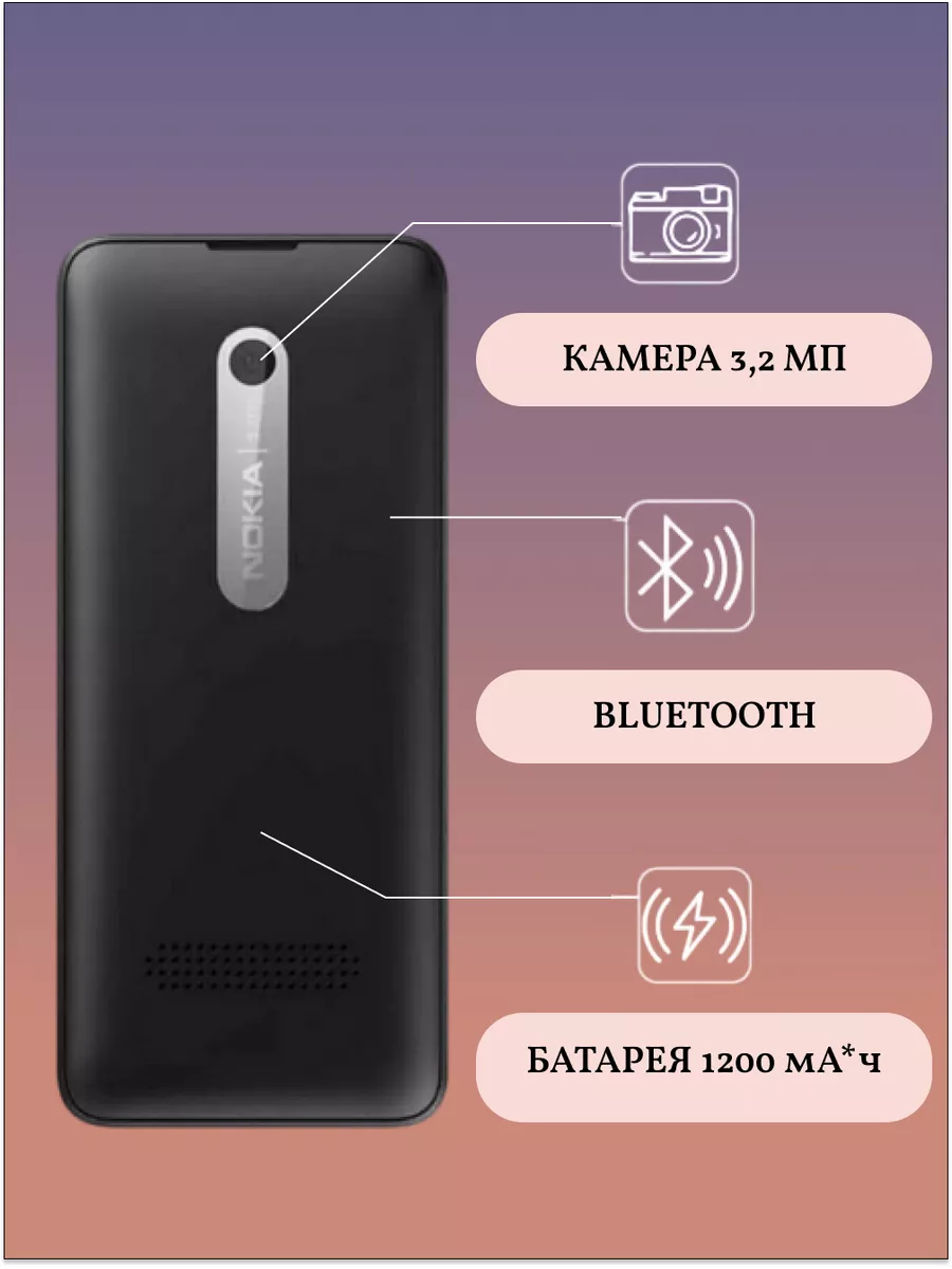 301 Dual Sim Мобильный кнопочный телефон Nokia 166298929 купить за 5 805 ?  в интернет-магазине Wildberries