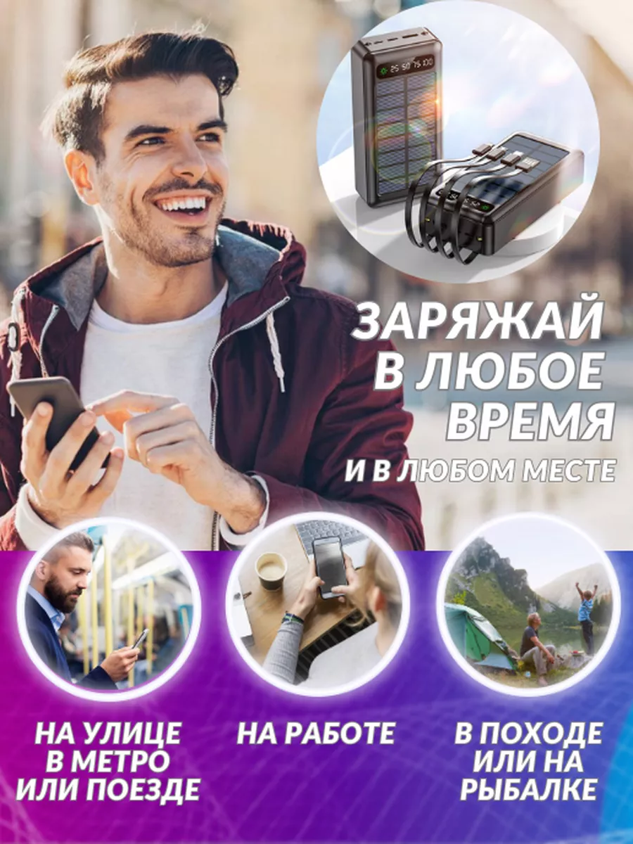 Повербанк 50000 power bank пауэрбанк быстрая зарядка VivereOz 166308970  купить за 1 617 ₽ в интернет-магазине Wildberries