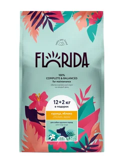 Сухой корм для взрослых собак крупных пород Курица 12+2 кг Florida.