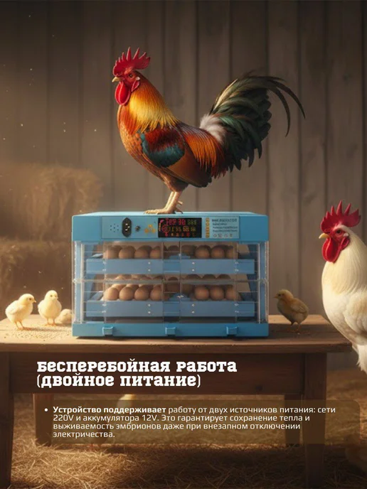 Инкубатор автоматический Автомат, инкубатор для яйц автопереворот терморегулятор, синий, фото 2