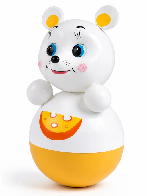 Котовские неваляшки Неваляшка музыкальная для малышей игрушка качалка Мышка, белый, фото 4