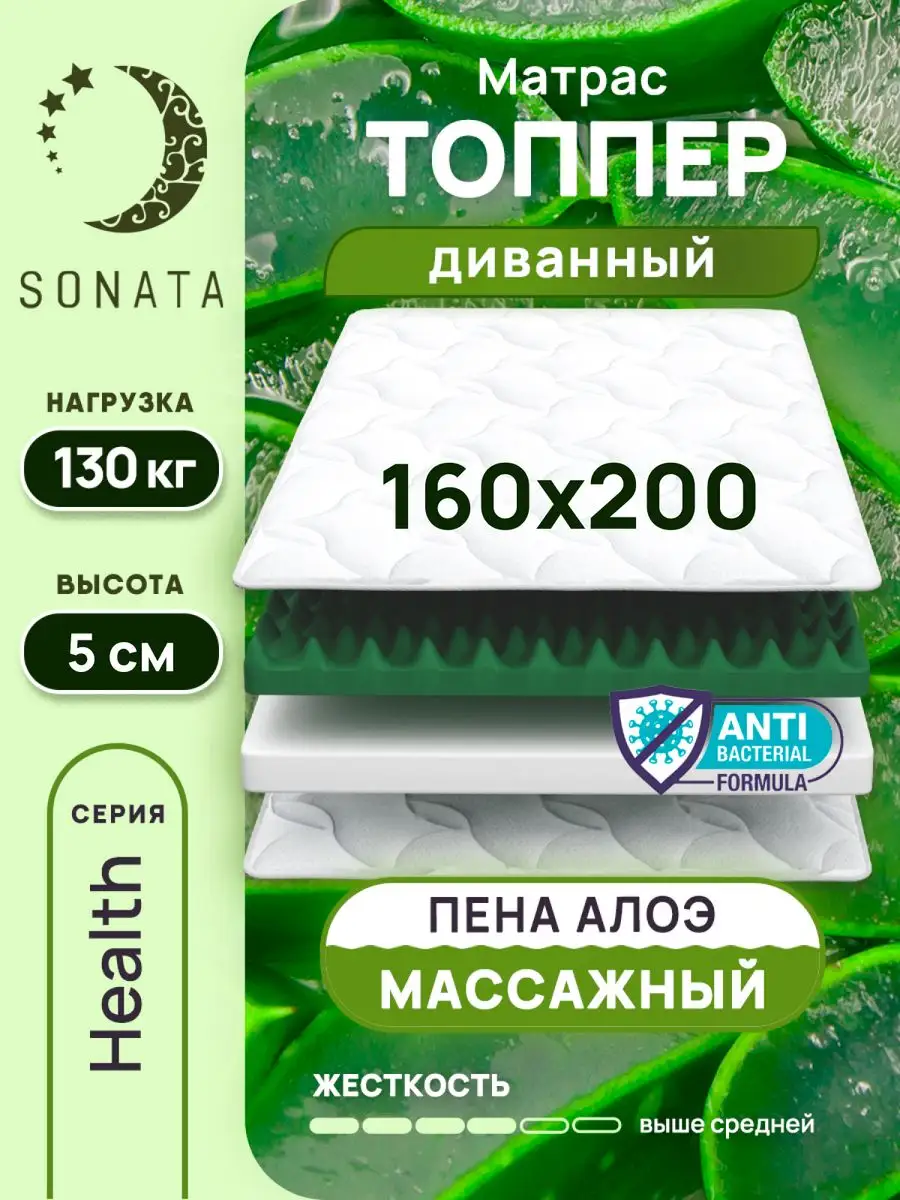 Топпер матрас 160х200 беспружинный ортопедический
