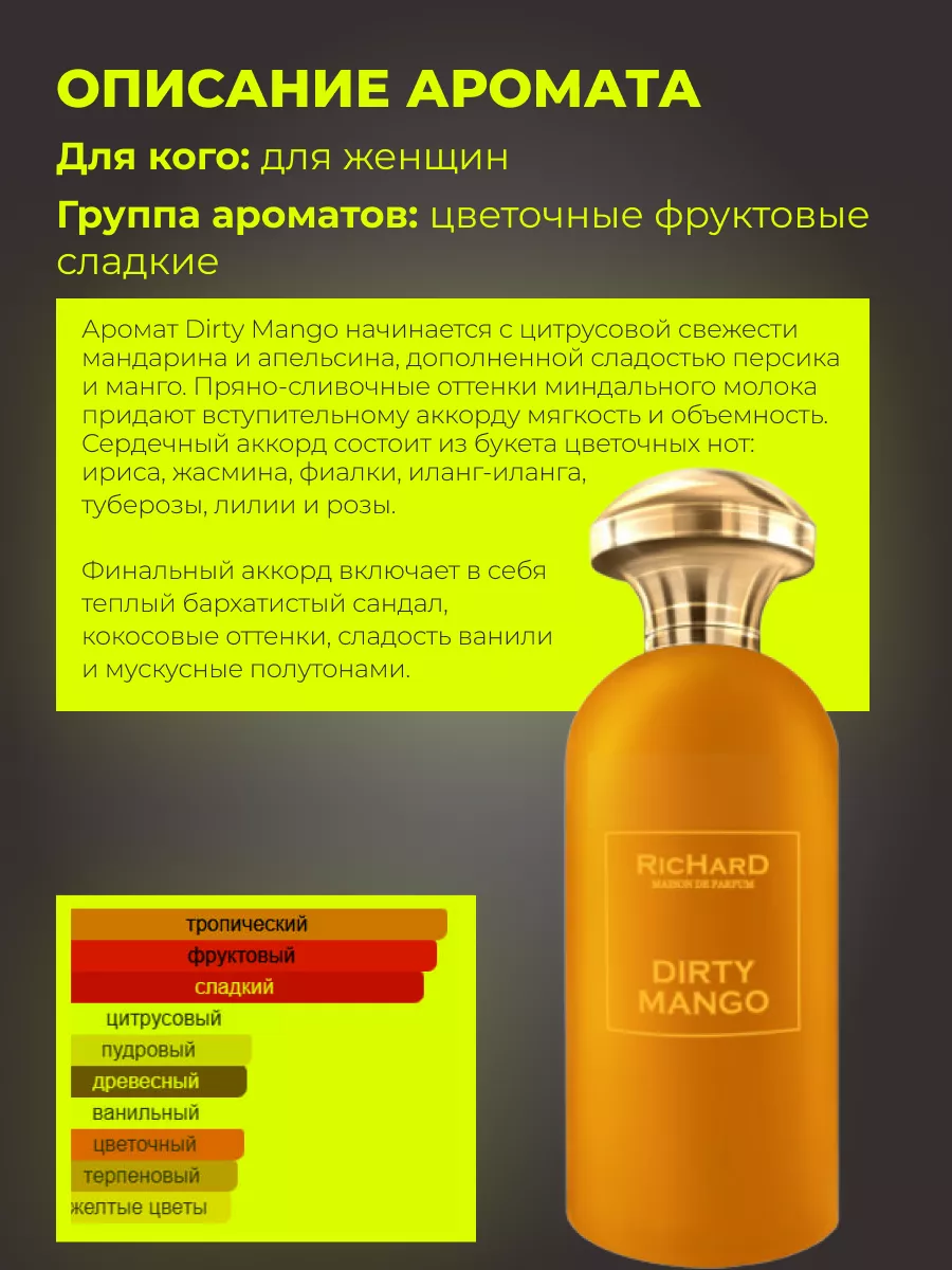 Распив духов по мотивам Richard Dirty Mango Cladko 166374603 купить за 299  ₽ в интернет-магазине Wildberries