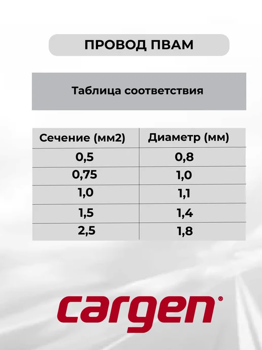 CARGEN Провода автомобильные ПВАМ красный 2.5 кв.мм длина 5м, 10 м, фото 5