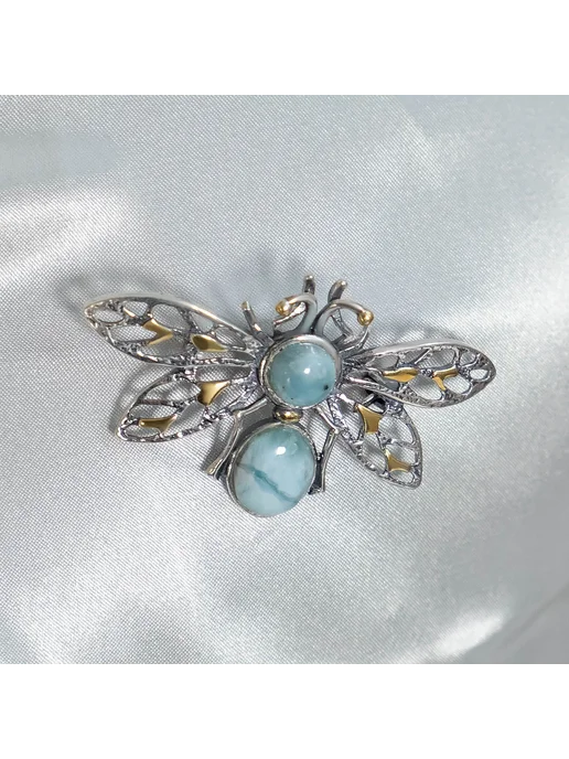 Milana silver Брошь серебро с ларимаром, серебристый, фото 2