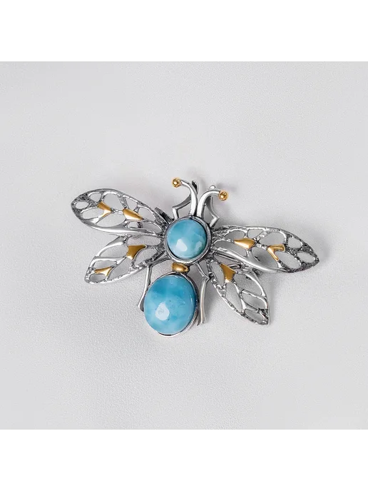 Milana silver Брошь серебро с ларимаром, серебристый, фото 4