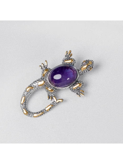 Milana silver Брошь серебро с аметистом, серебристый, фото 2