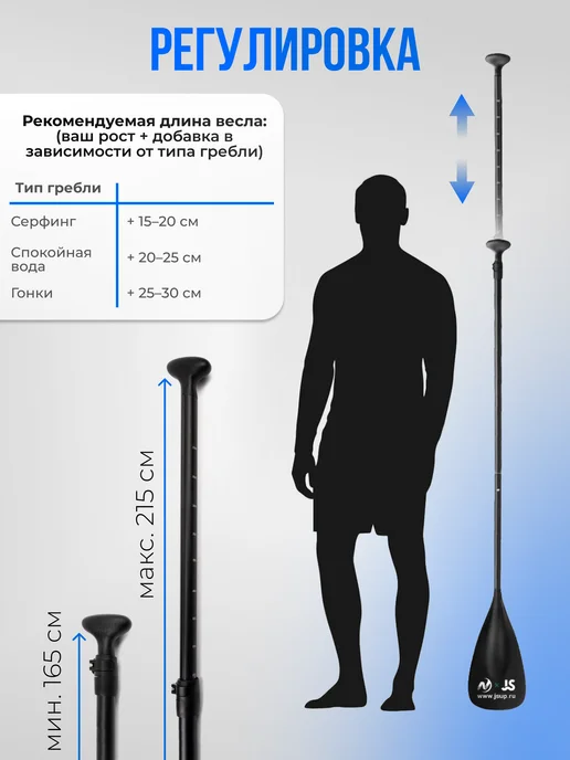 JS Sup Весло для sup-доски и каяка с телескопической ручкой, черный, фото 3