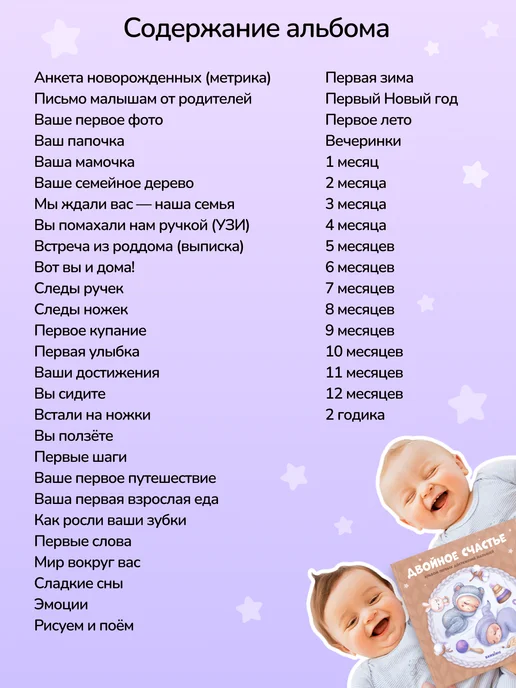 Bambinic Фотоальбом для новорожденной двойни, голубой, фото 2
