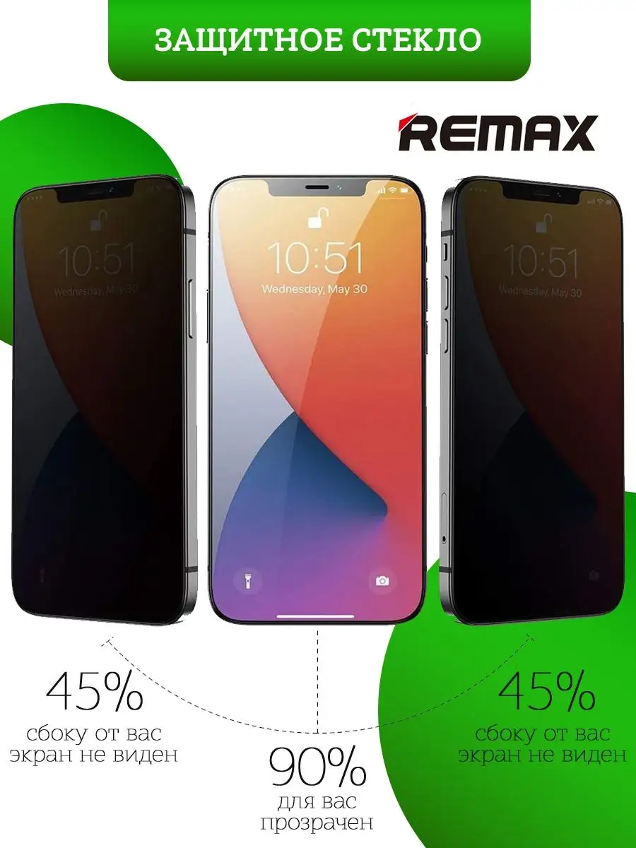 Защитное стекло на iPhone 11, XR антишпион REMAX 166521586 купить в  интернет-магазине Wildberries