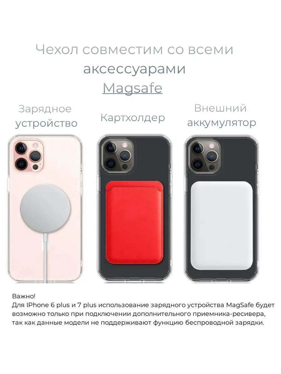 Прозрачный чехол с функцией MagSafe на iPhone 6/7/8 Plus Чехолер 166532101  купить за 289 ₽ в интернет-магазине Wildberries