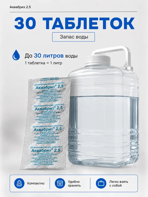 Аквабриз Таблетки обеззараживающие для воды в поход, вариант, фото 6