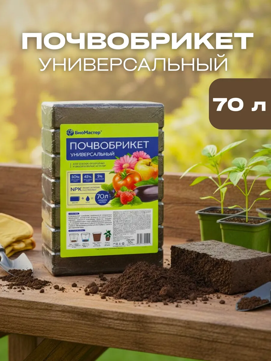 Почвобрикет универсальный для растений 70 л