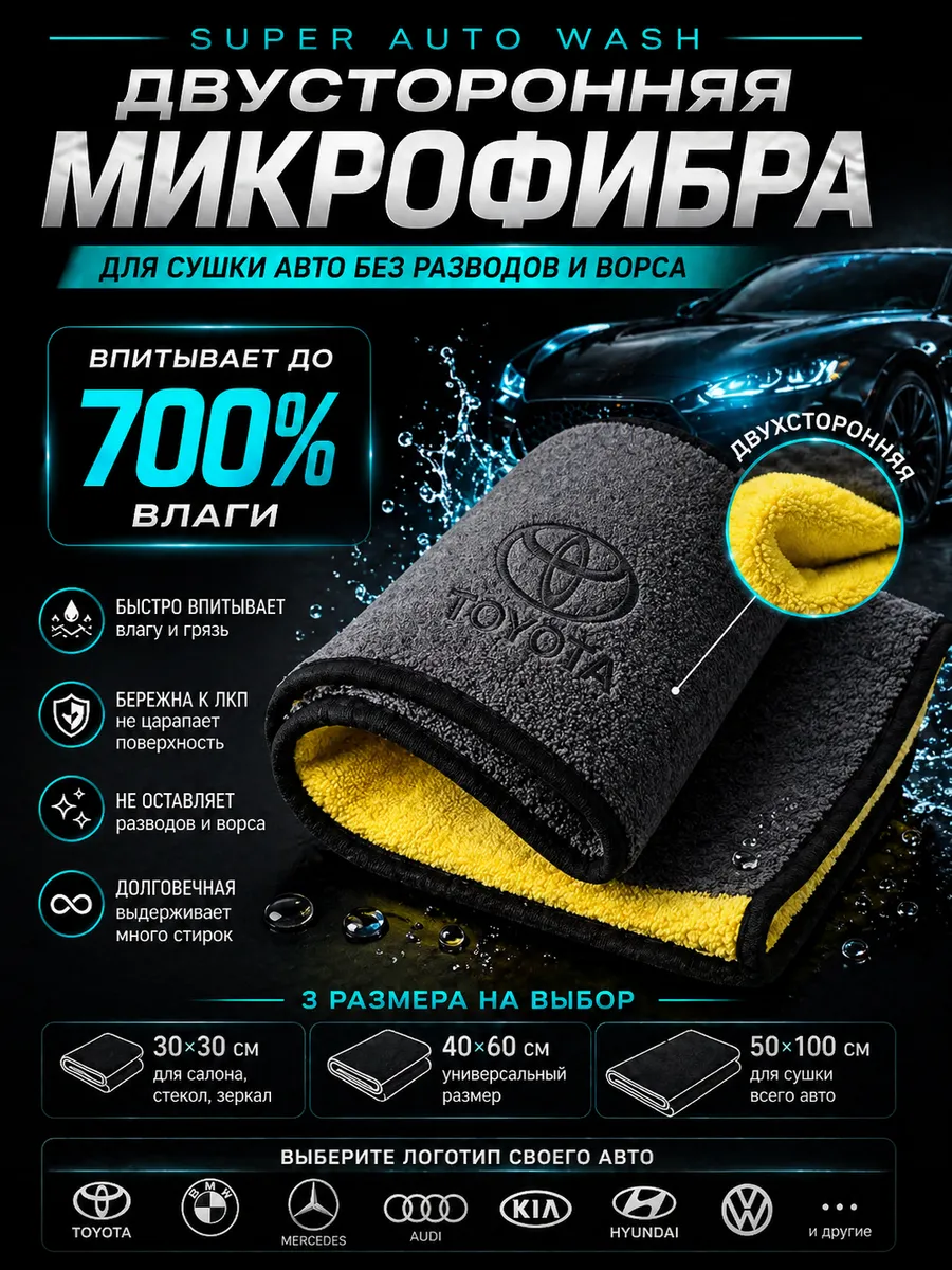 Набор полотенец из микрофибры для автомобиля