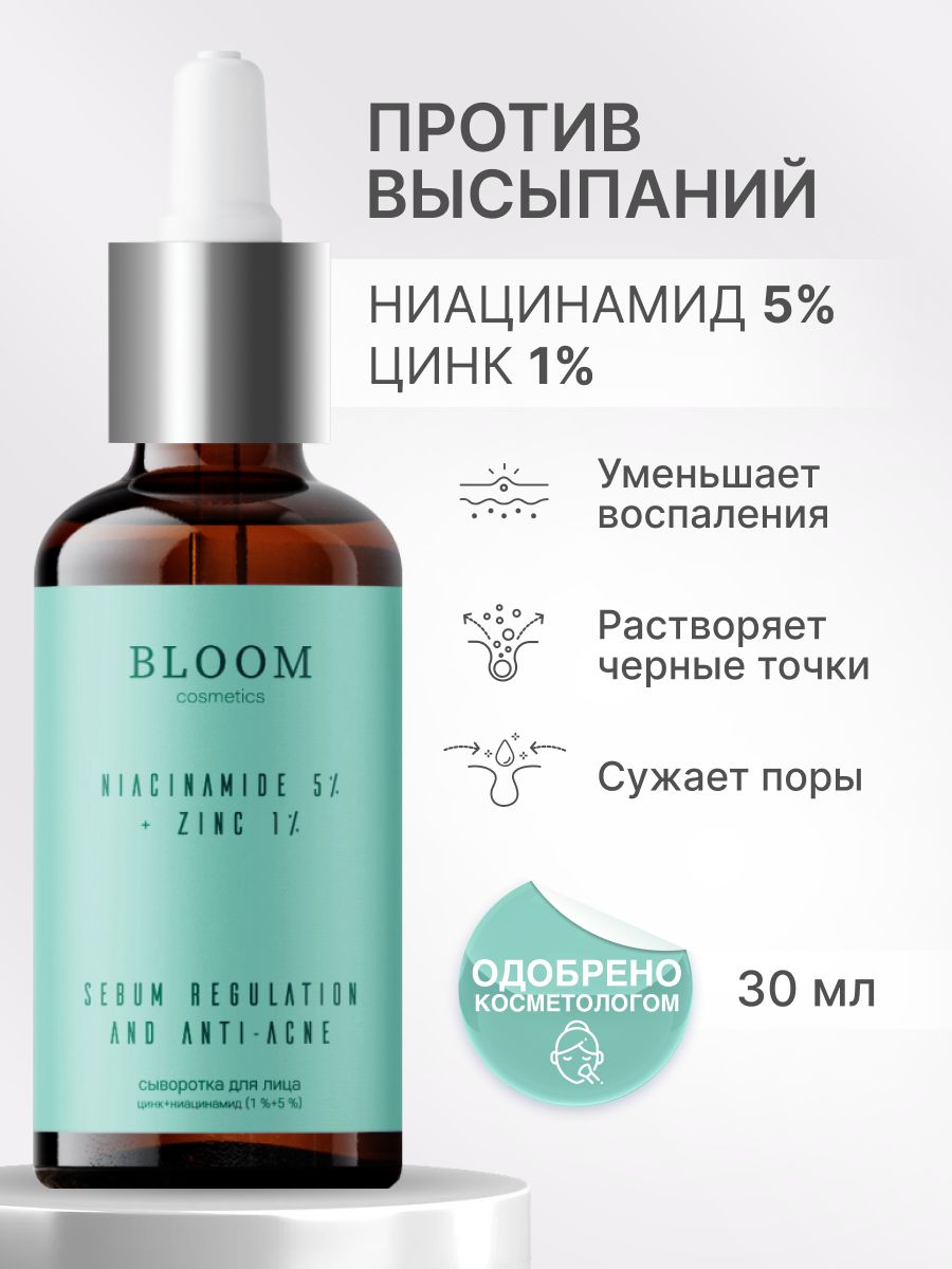 Сыворотка bloom cosmetics. Bloom косметика. Косметика Блум. Ниацинамид от прыщей отзывы.