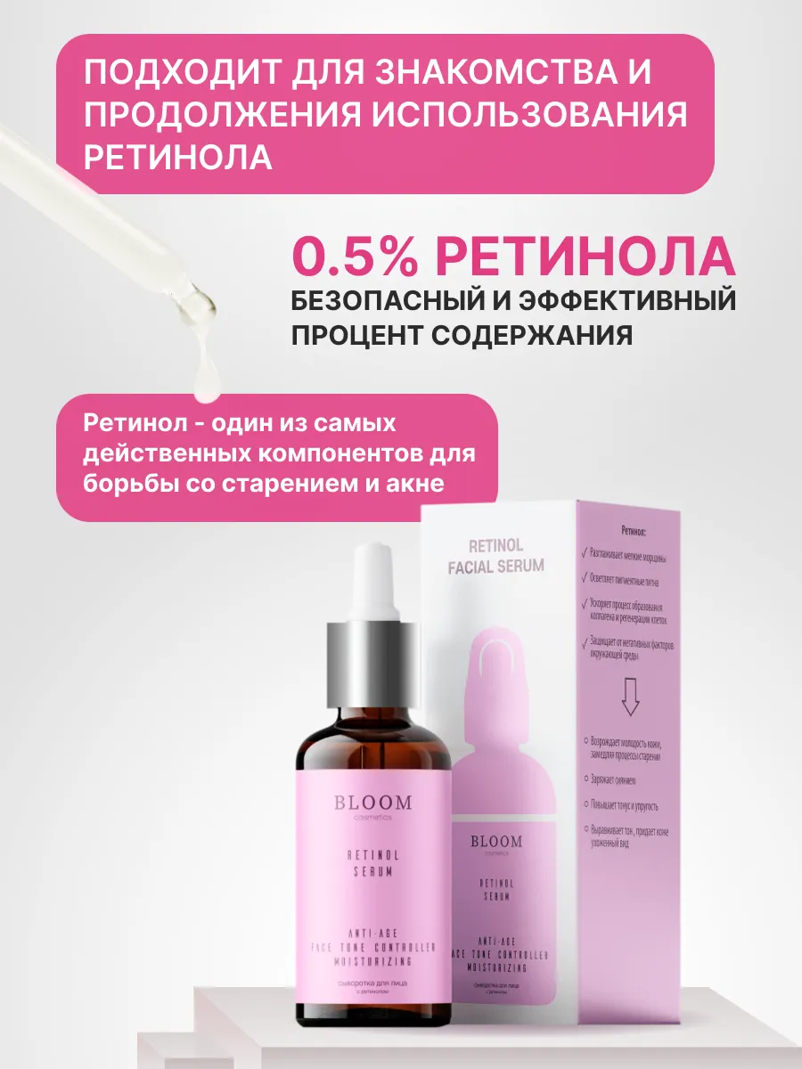 Сыворотка для лица с ретинолом антивозрастная BLOOM COSMETICS 166678923  купить за 403 ₽ в интернет-магазине Wildberries