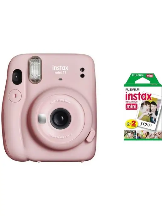 Fujifilm Instax Mini фотопленка 20шт + Фотоаппарат Mini 11 Розовый