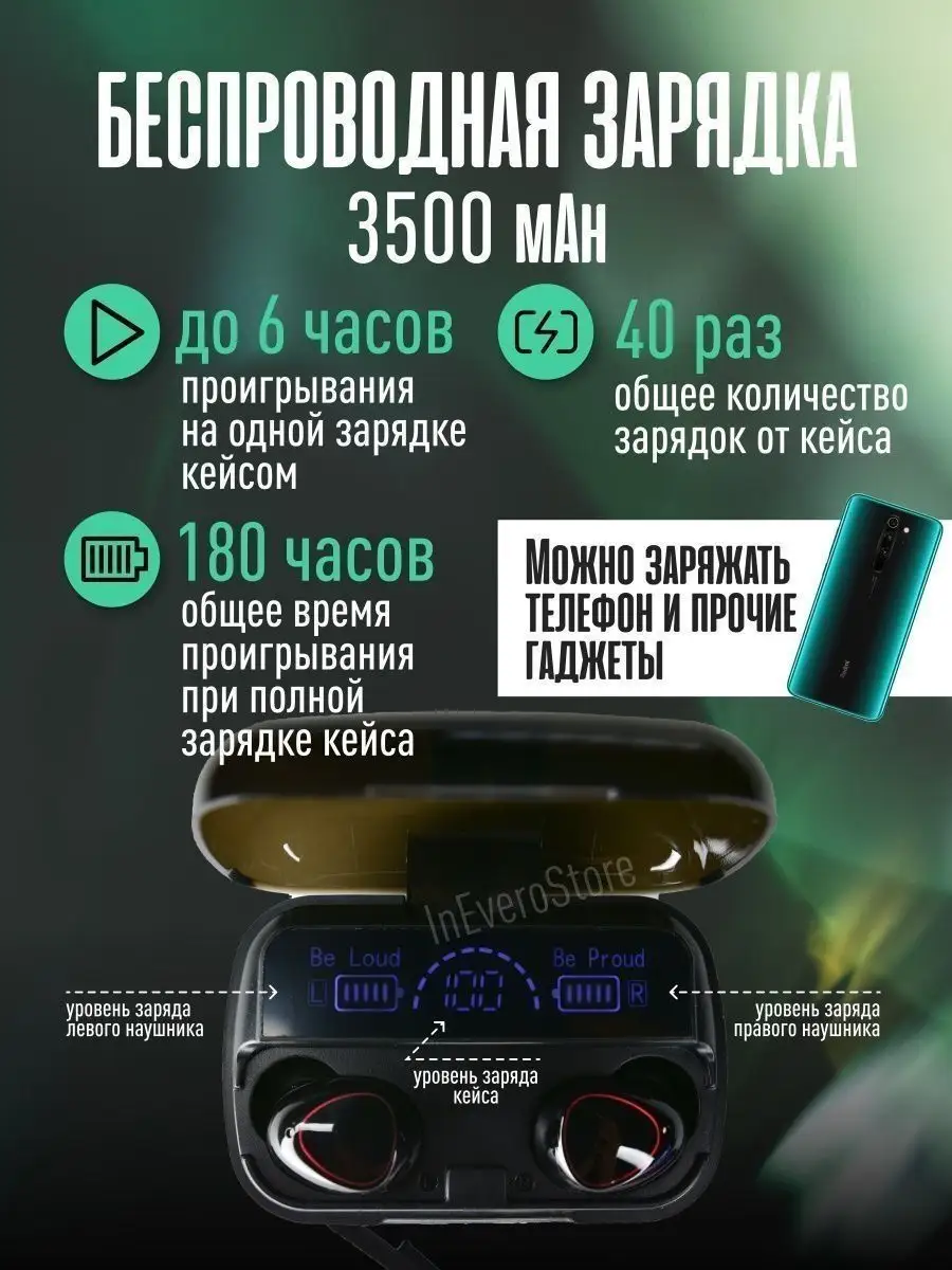 Беспроводные наушники / М10 / Кейс Power Bank Infinix 166681999 купить за 1  059 ₽ в интернет-магазине Wildberries