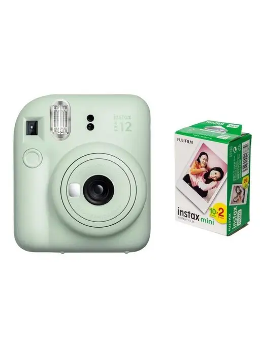 Fujifilm Instax Mini фотопленка 20шт + Фотоаппарат Mini 12 Зеленый