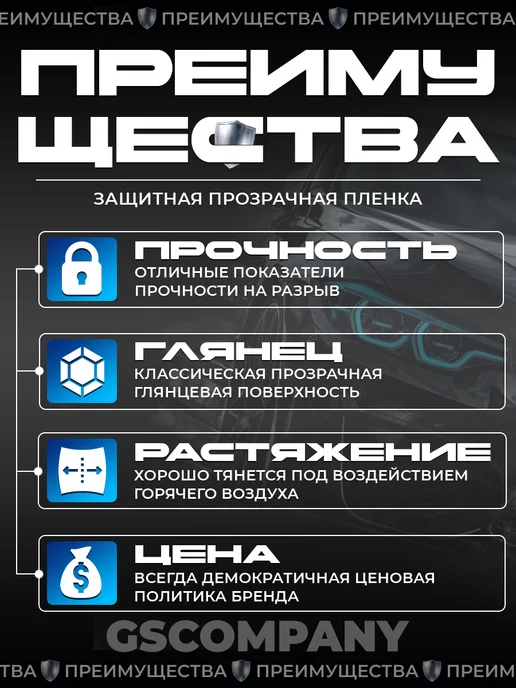 GScompany Черная тонировочная самоклеящаяся пвх пленка для фар 3 слоя, черный, фото 5